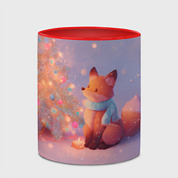 Кружка 3D Лисичка Новый год, цвет: 3D-белый + красный — фото 2