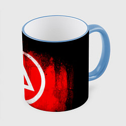 Кружка 3D Linkin Park: Red style, цвет: 3D-небесно-голубой кант