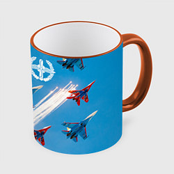 Кружка 3D Самолеты ВВС, цвет: 3D-оранжевый кант
