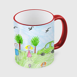 Кружка 3D Детские рисунки, цвет: 3D-красный кант