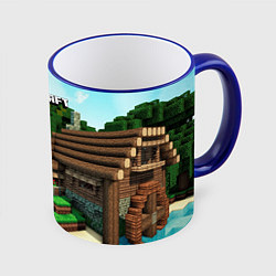 Кружка 3D Minecraft House, цвет: 3D-синий кант
