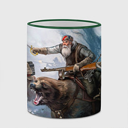 Кружка 3D Русский воин на медведе, цвет: 3D-зеленый кант — фото 2