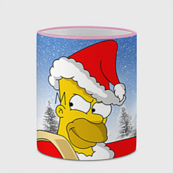 Кружка 3D Санта Гомер, цвет: 3D-розовый кант — фото 2
