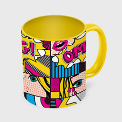 Кружка 3D POP ART, цвет: 3D-белый + желтый