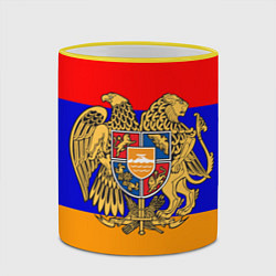 Кружка 3D Герб и флаг Армении, цвет: 3D-желтый кант — фото 2