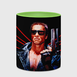 Кружка 3D Терминатор с пистолетом, цвет: 3D-белый + светло-зеленый — фото 2