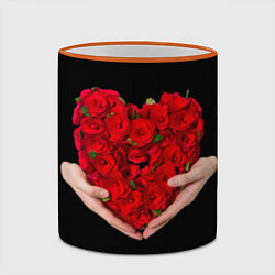 Кружка 3D Сердце роз в руках, цвет: 3D-оранжевый кант — фото 2