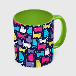 Кружка 3D Котятки, цвет: 3D-белый + светло-зеленый