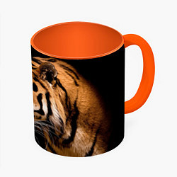 Кружка 3D Тигрица, цвет: 3D-белый + оранжевый