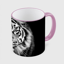 Кружка 3D Красавец тигр, цвет: 3D-розовый кант