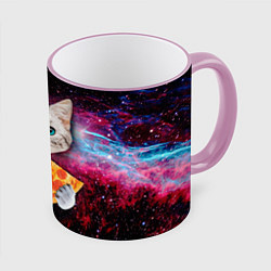 Кружка 3D Кот с едой, цвет: 3D-розовый кант