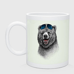 Кружка керамическая Медведь в очках, цвет: фосфор