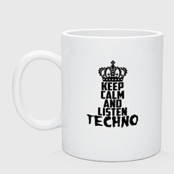Кружка керамическая Keep Calm & Listen Techno, цвет: белый