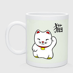 Кружка керамическая Манэки-нэко (Maneki-Neko), цвет: фосфор