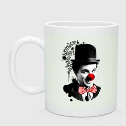 Кружка керамическая Чарли Чаплин клоун, цвет: фосфор