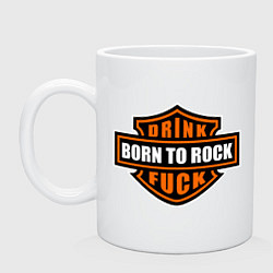 Кружка керамическая Born to rock, цвет: белый