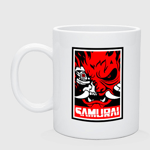 Кружка Cyberpunk 2077: Samurai Poster / Белый – фото 1