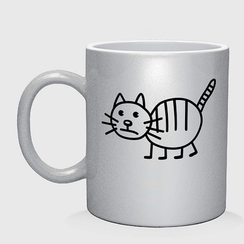 Кружка Рисунок кота / Серебряный – фото 1