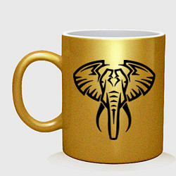 Кружка керамическая Слон тату, цвет: золотой