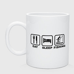 Кружка керамическая Eat Sleep Fishing, цвет: белый