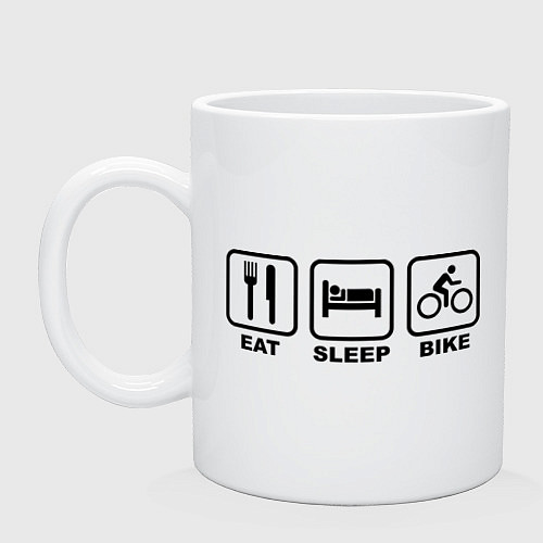 Кружка Eat Sleep Bike (еда, сон, велосипед) / Белый – фото 1