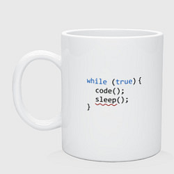Кружка керамическая Code - sleep, цвет: белый