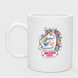 Кружка керамическая Unicorn Power Единорог, цвет: белый