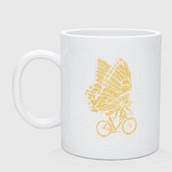 Кружка керамическая Бабочка на велосипеде, цвет: белый