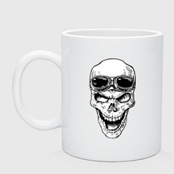 Кружка керамическая Skull and glasses, цвет: белый