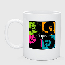 Кружка керамическая The Beatles в стиле Поп Арт, цвет: белый