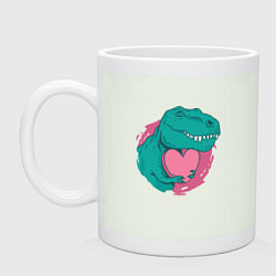 Кружка керамическая Влюбленный динозавр T-Rex, цвет: фосфор