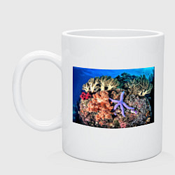 Кружка керамическая Коралловый риф, цвет: белый
