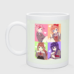 Кружка керамическая Girls Doki Doki коллаж, цвет: фосфор