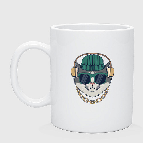 Кружка Кот в наушниках / Белый – фото 1