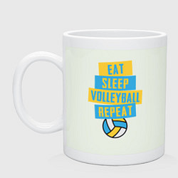 Кружка керамическая Еда, сон, волейбол, цвет: фосфор