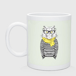 Кружка керамическая Hipster Cat, цвет: фосфор