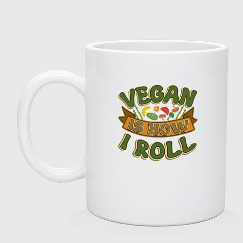 Кружка Vegan - How I Roll / Белый – фото 1