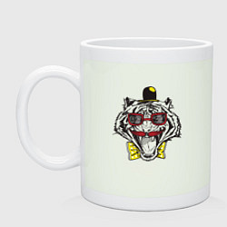 Кружка керамическая Смешной тигр в шапочке и в очках, цвет: фосфор