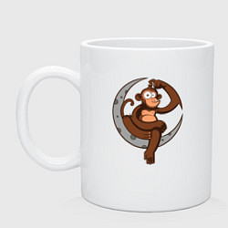 Кружка керамическая Moon Monkey, цвет: белый