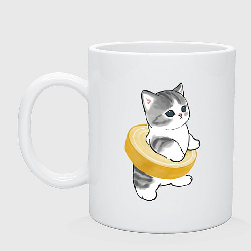 Кружка Котёнок в бублике / Белый – фото 1