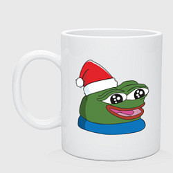 Кружка керамическая Pepe, pepe happy, Пепе хеппи, pepe happy new year, цвет: белый