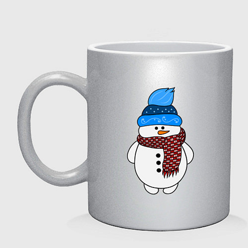 Кружка Снеговик в шапочке / Серебряный – фото 1