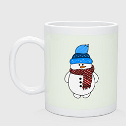 Кружка керамическая Снеговик в шапочке, цвет: фосфор
