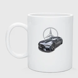 Кружка керамическая Mercedes AMG motorsport, цвет: белый