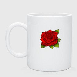 Кружка керамическая Красная роза Рисунок, цвет: белый