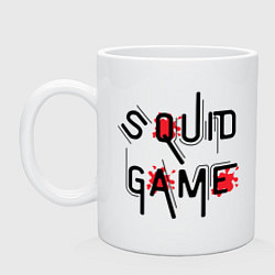 Кружка керамическая Blood Squid Game, цвет: белый