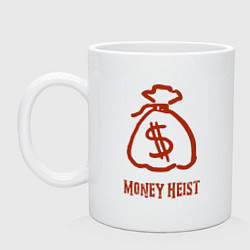 Кружка керамическая Money Heist - Мешок, цвет: белый