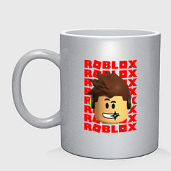 Кружка керамическая ROBLOX RED LOGO LEGO FACE, цвет: серебряный