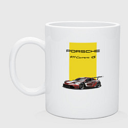 Кружка керамическая Porsche Carrera 4S Motorsport, цвет: белый