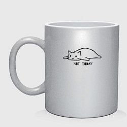 Кружка керамическая Кот не сегодня, цвет: серебряный